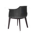 Włoskie minimalistyczne czarne skórzane krzesła Archibald